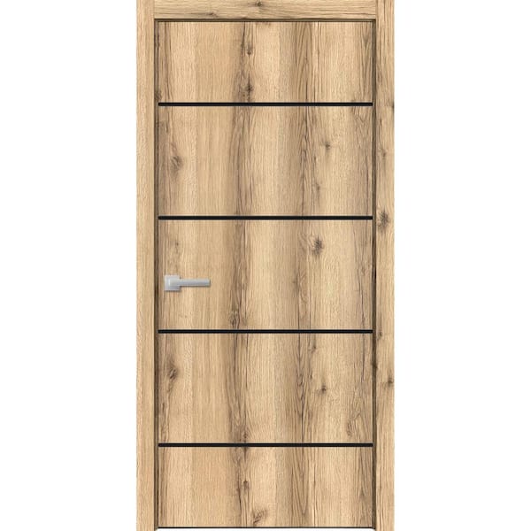 15 42 in. x 96 in. Right-Hand/Inswing Solid Oak Wood Single Prehung Interior Door with Hardware