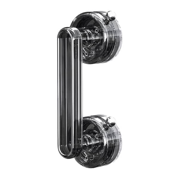 7 in. Powerful Suction Cup Shower Door Handle in Clear Black for Glass Doors, Windows, Cabinets and Refrigerators