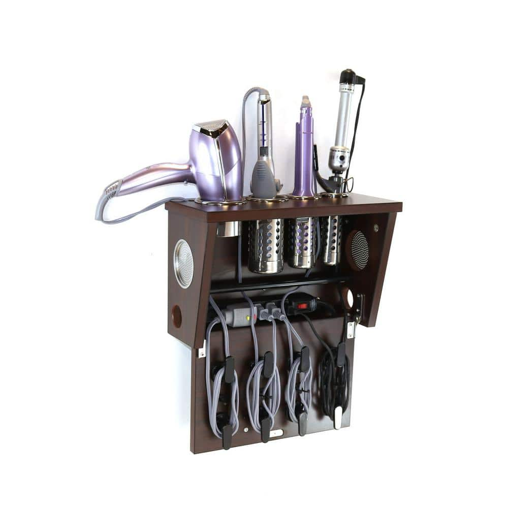 Pojjo Vanity Valet Boutique Plus Wall Mount Hair Tool Organizer In Java Vvb L Jv Ps The Home Depot