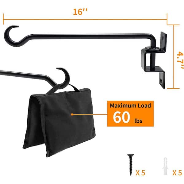 Cubilan 16 in. Swivel Plant Hangers Outdoor Heavy-Duty Black Iron Plant  Hanging Hook Bracket (2-Pack) B0BY7W1V4Q - The Home Depot