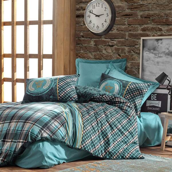 Sushome Black Green Stripes Cotton, Teal And Grey Duvet Cover