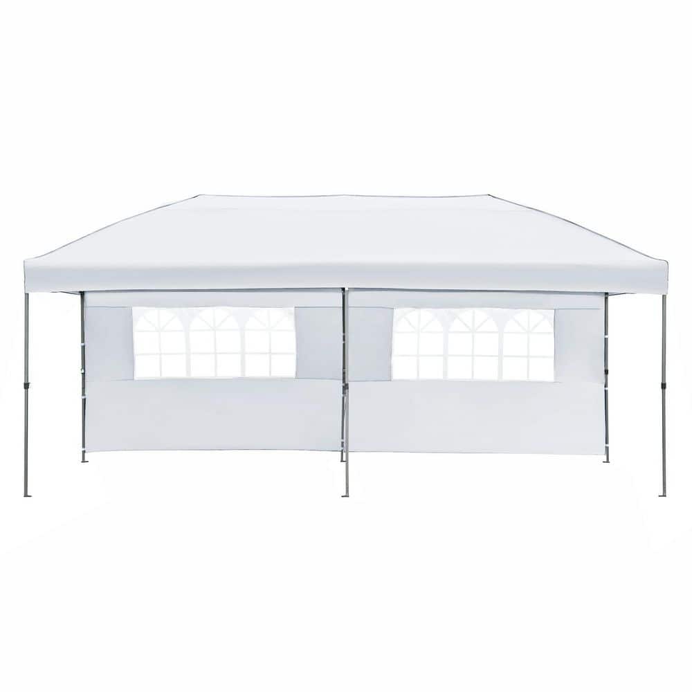 10 ft. x 20 ft. White Pop Up Canopy with Sidewalls, Outdoor Canopy Tent Hea