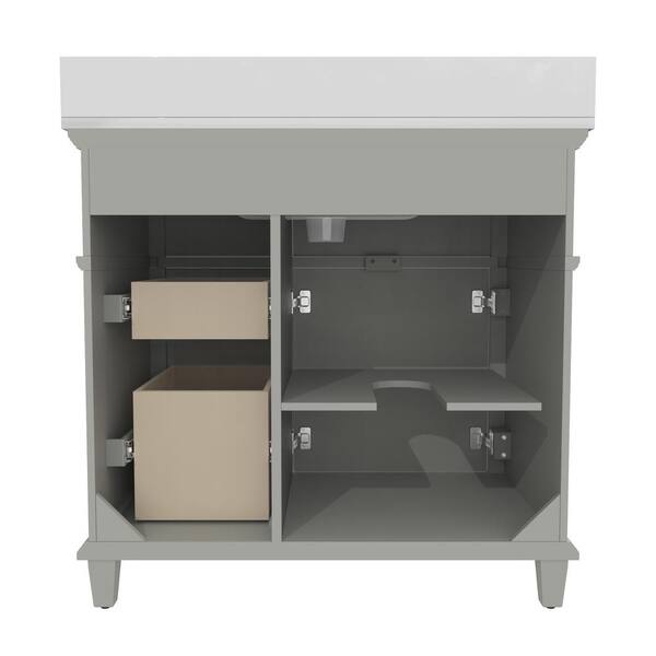 Comfystyle Solid-Wood 36 in. W x 22 in. H x 38 in. D Bath Vanity in Gray  with White Stone Top, Cabinet and Single Sink HO11SBV3600FSGXMSX - The Home  Depot