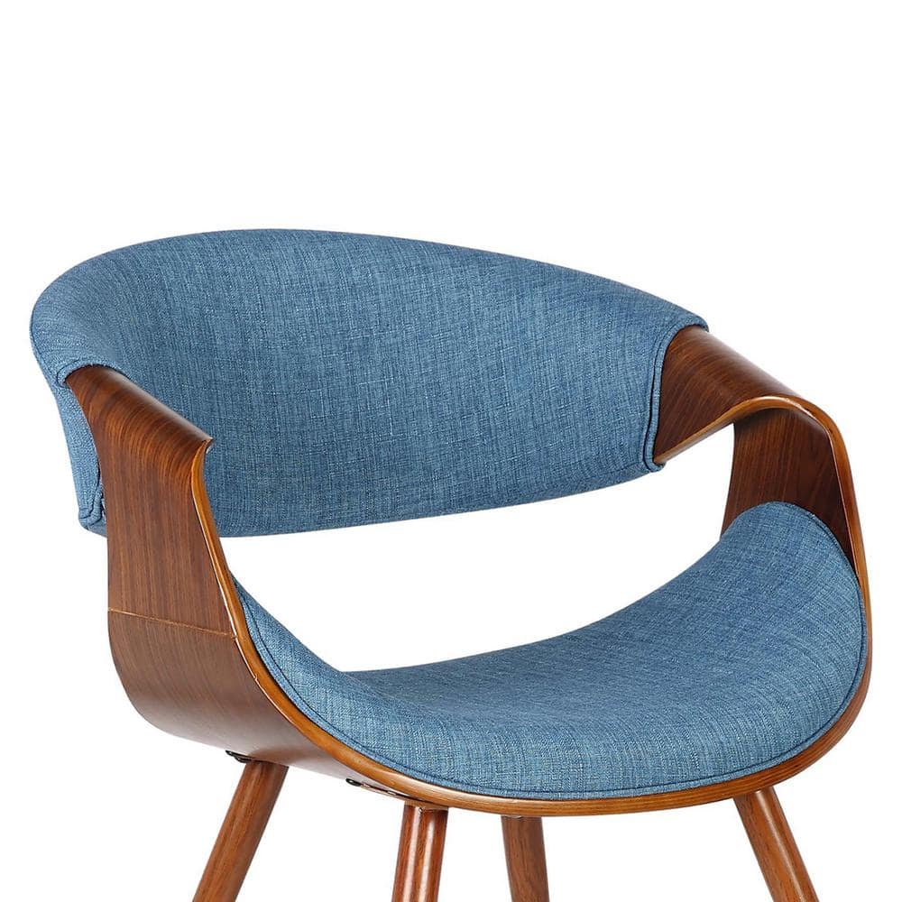Mid-Century Modern Upholstered Blue Wood Side Chair