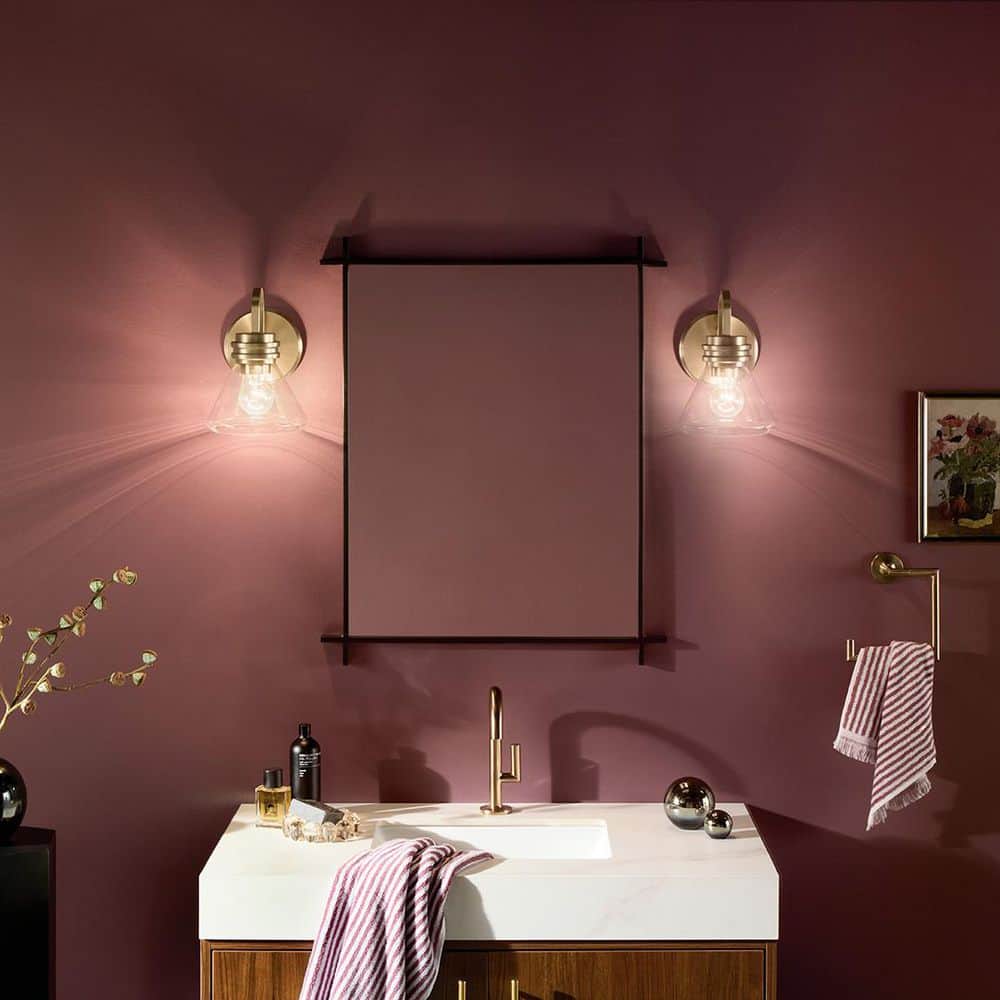 Champagne Bronze Direct Wired Electric Wall Sconce with Opal Glass Shade