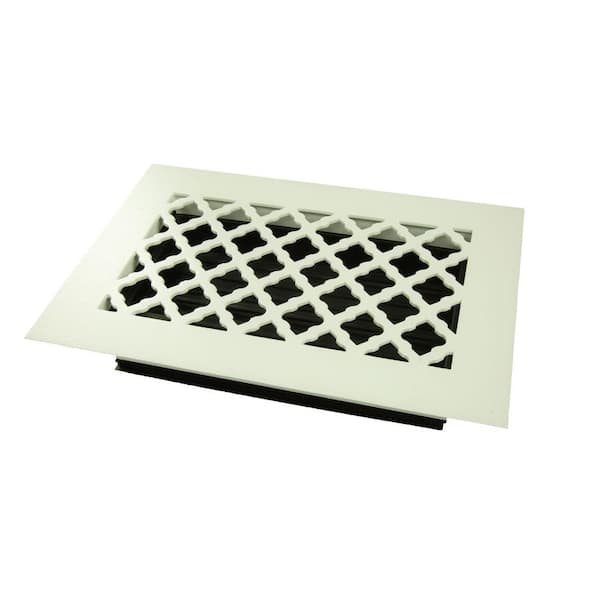SteelCrest Tuscan 10 in. x 6 in. Steel Floor Register, White/Powder Coat with Opposed Blade Damper