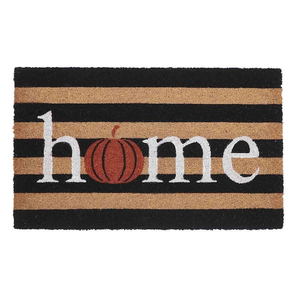 VCNY Home Pumpkin Multicolor 18 in. x 30 in. Coir Striped Outdoor Doormat