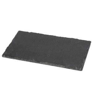 Genuine Slate 12 in. x 5 in. Rectangular Serving Board with Rough Edges and EVA Dots Preventing Scratch