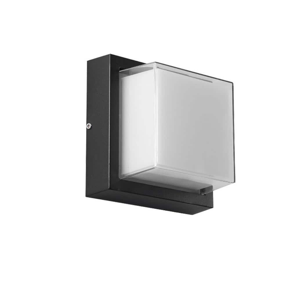 Black LED Outdoor Square Modern Selectable CCT 3000K 4000K 5000K Hardwired Wall Lantern Light Sconce w/ No Bulbs Needed price history on PriceWatchPro