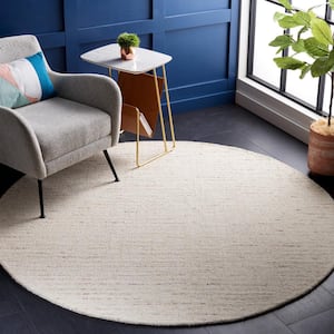 Abstract Ivory/Brown 4 ft. x 4 ft. Speckled Round Area Rug