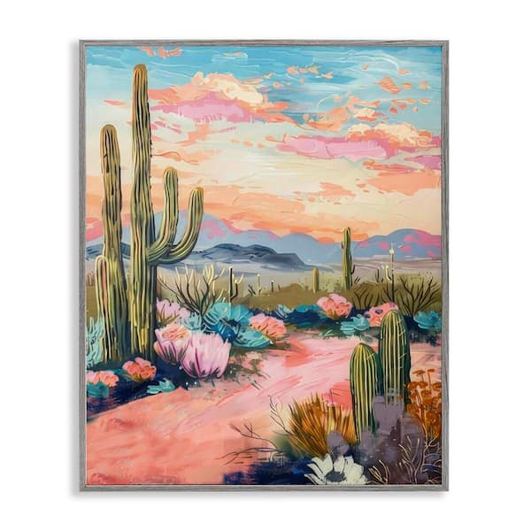 Stupell Industries Pink Desert Sunset by LSR Design Studio Gray Framed Nature Giclee Art Print 20 in. x 16 in.