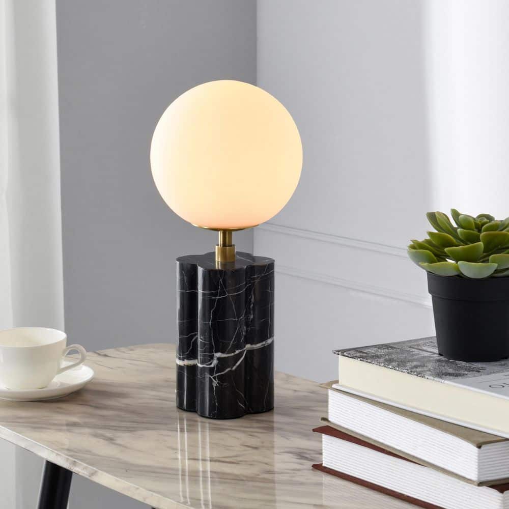 Amabel 13 in. Black Table Lamp with White Glass Shade price history on PriceWatchPro