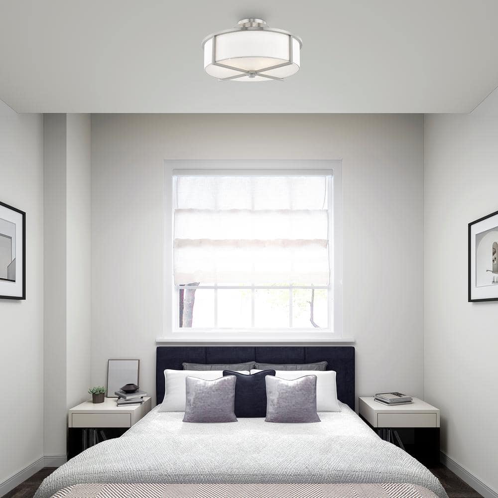 Wesley Brushed Nickel 3-Light Drum Ceiling Mount