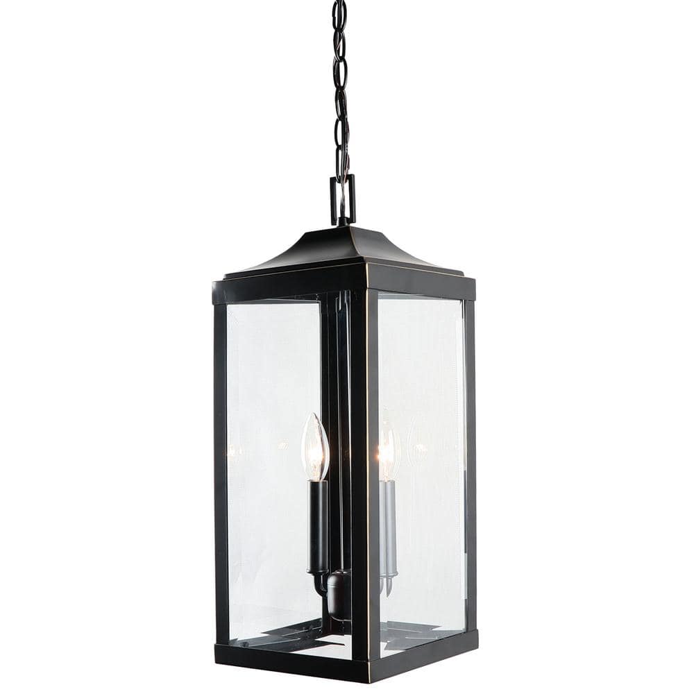 Imperial Black Glass Outdoor Hanging Lantern, 20.2"
