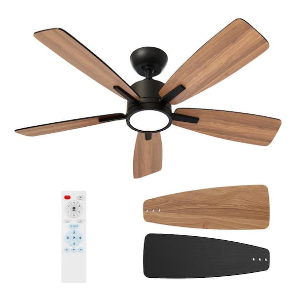 S5 Series 42 in. Indoor Ceiling Fan with Dimmable 3-CCT Light and Remote Control, Silent Reversible DC Motor, Black
