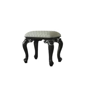 House Delphine 19 in. Two Tone Ivory Fabric and Charcoal Finish Backless Wood Bar Stool Counter Stool with Wood Seat 1