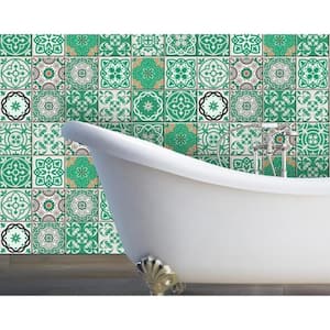 Amelia Green 4 in. x 4 in. Vinyl Peel and Stick Tile (2.67 sq. ft./Pack)