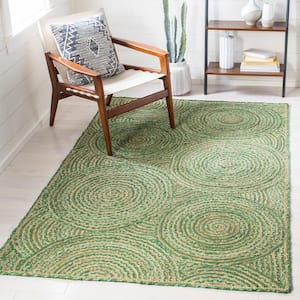 Cape Cod Green/Natural Doormat 3 ft. x 5 ft. Abstract Circles Geometric Area Rug