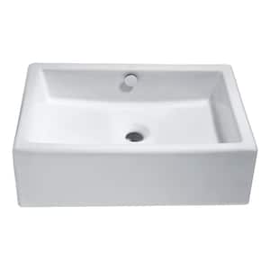 Deux Series Rectangular White Ceramic Vessel Sink