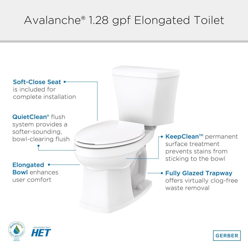 White Vitreous China High Efficiency Elongated Toilet
