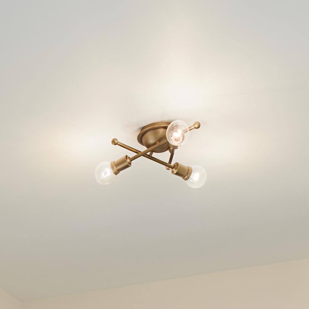 Natural Brass 15" Sputnik Flush Mount Ceiling Light