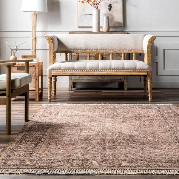 Lennox Persian Medallion Tassel Brown 8 ft. x 10 ft. Area Rug