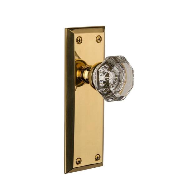 Grandeur Fifth Avenue Polished Brass Plate with Double Dummy Chambord Crystal Knob