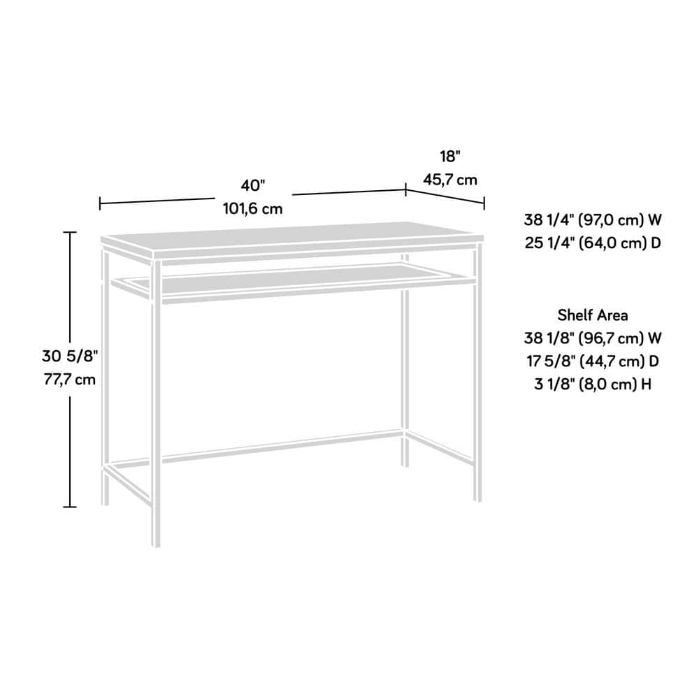 Slate Gray Wood and Metal Writing Desk with Storage