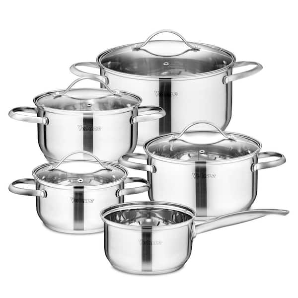  Gibson Home Back to Basics Stainless Steel Cookware Set, 32- Piece , Stainless Steel,Silver: Home & Kitchen