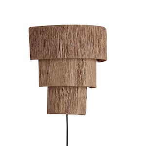 Modern 11.8 in. 1-Light Plug in LED Wall Sconces with 3 Layers Boho Shade, Farmhouse Reading Wall Lamp with Switch