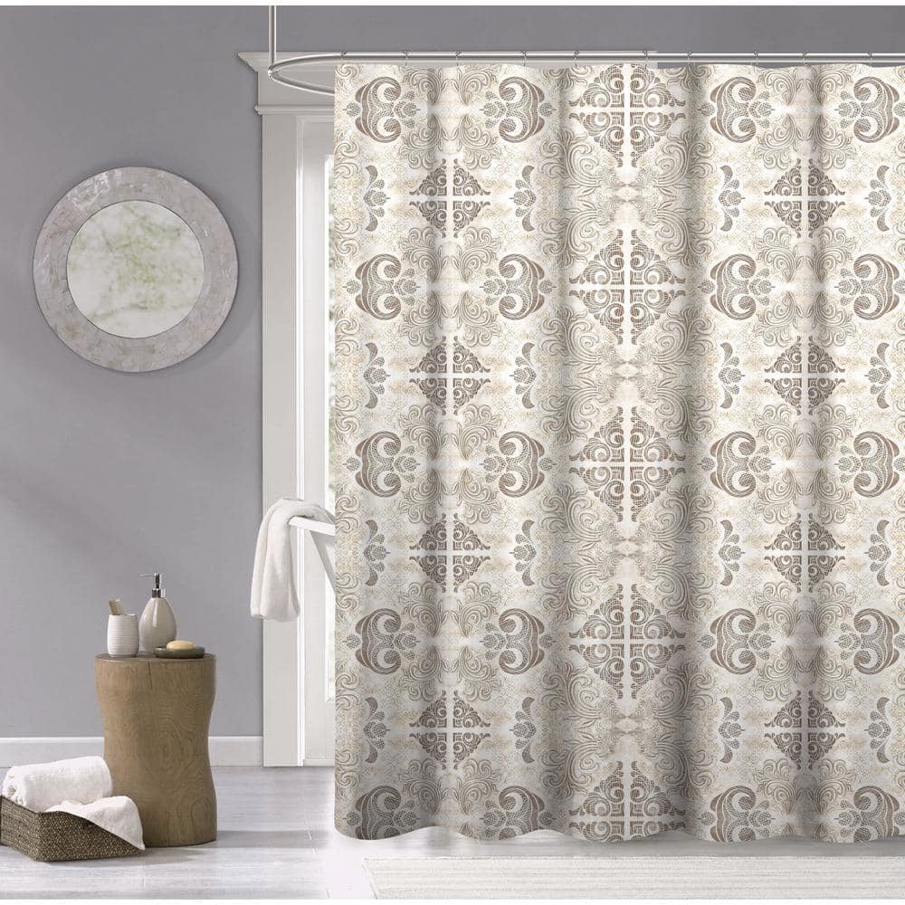 Dainty Home 100% Cotton 70 in. x 72 in. Mosaic Printed Shower Curtain  MOSSCBE The Home Depot