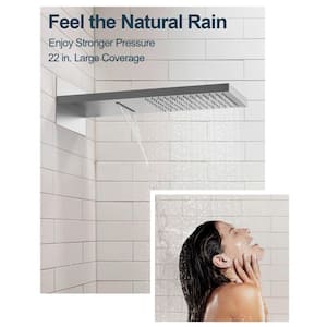 22 in. 15-Spray Radiance Waterfall Wall Bar Shower Kit with 6-Body Spray in Brushed Nickel (Valve Included)