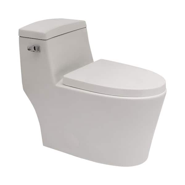 12 in. Rough-In 1-Piece 1.28 GPF Single Flush Elongated Toilet in White Seat Included
