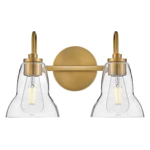 Vera 15.0 in. 2-Light Lacquered Brass Vanity Light