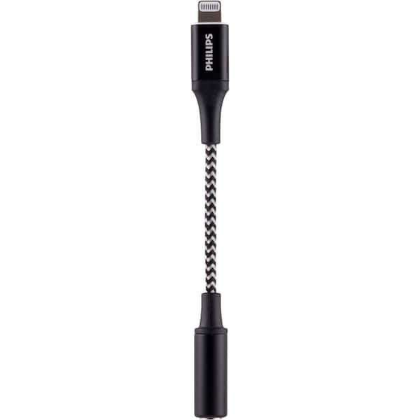 Philips 4 in. Lightning to Auxiliary Adapter in Black DLC4310V/27 - The Home Depot