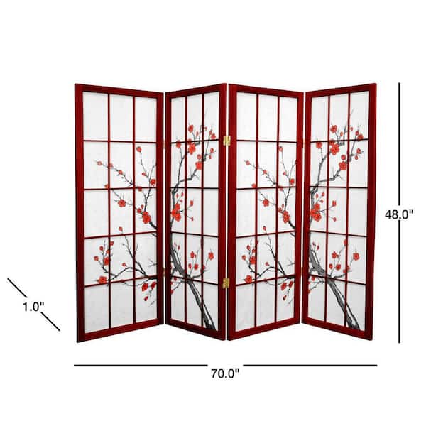 4 ft. Rosewood 4-Panel Room Divider