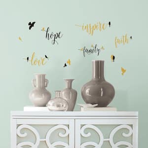 5 in. W x 11.5 in. H Inspirational Words with Birds 11-Piece Peel and Stick Wall Decal
