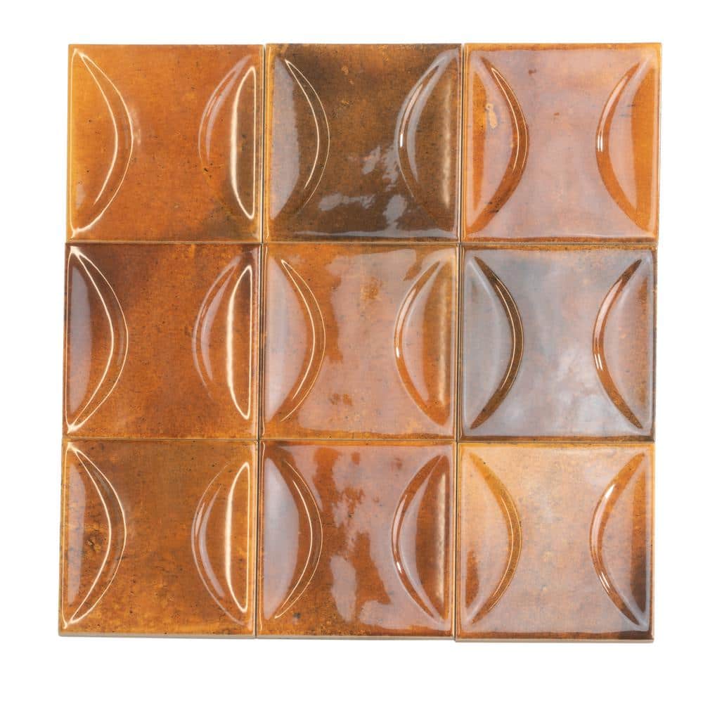 Antiek 4'' x 4'' Glossy Red Ceramic Wall Tile