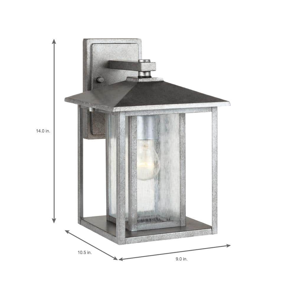 Hunnington Weathered Pewter Dimmable Outdoor Sconce with Clear Seeded Glass