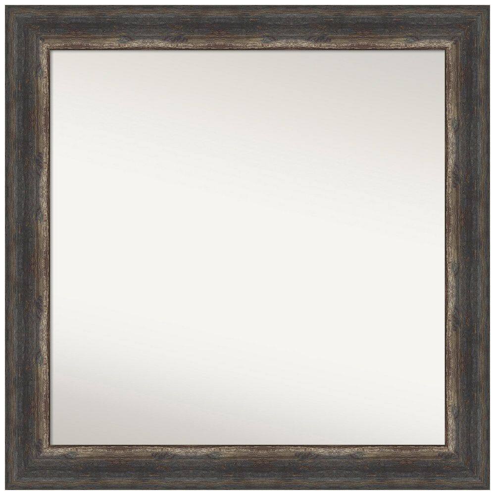 Bark Rustic Char 31" Square Non-Beveled Wall Mirror