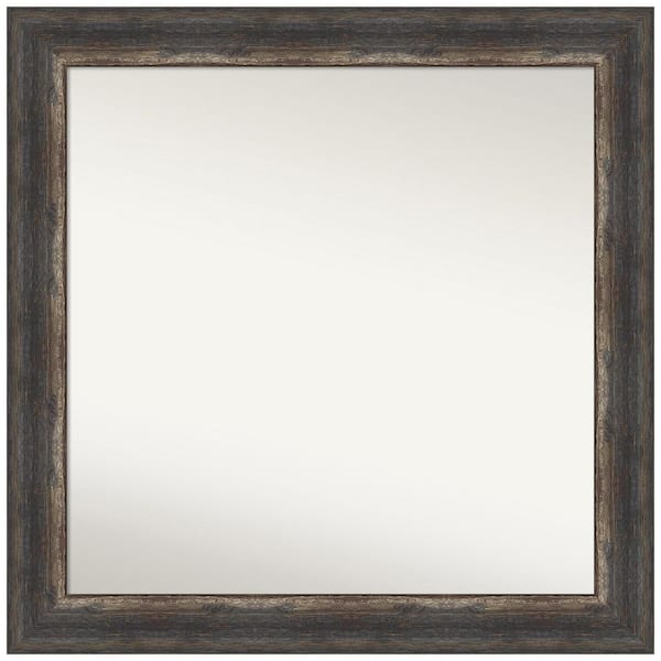 Amanti Art Bark Rustic Char 31 in. W x 31 in. H Non-Beveled Bathroom Wall Mirror in Black