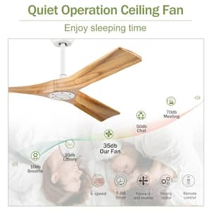 52 in. Indoor Outdoor Modern Matte White Ceiling Fan with Remote for Bedroom Living Room, No Light