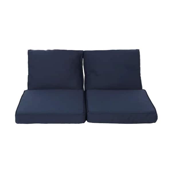 2-Piece 22 in. x 17.75 in. Replacement Outdoor High Back Dining Chair Cushion in Navy Blue