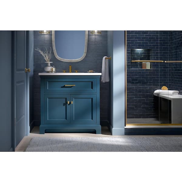 KOHLER Levity 44-48 in.W x 74 in. H Sliding Frameless Shower Door in Vibrant Brushed Moderne Brass with Clear Glass KOHLER Levity 44-48 in.W x 74 in. H Sliding Frameless Shower Door in Vibrant Brushed Moderne Brass with Clear Glass