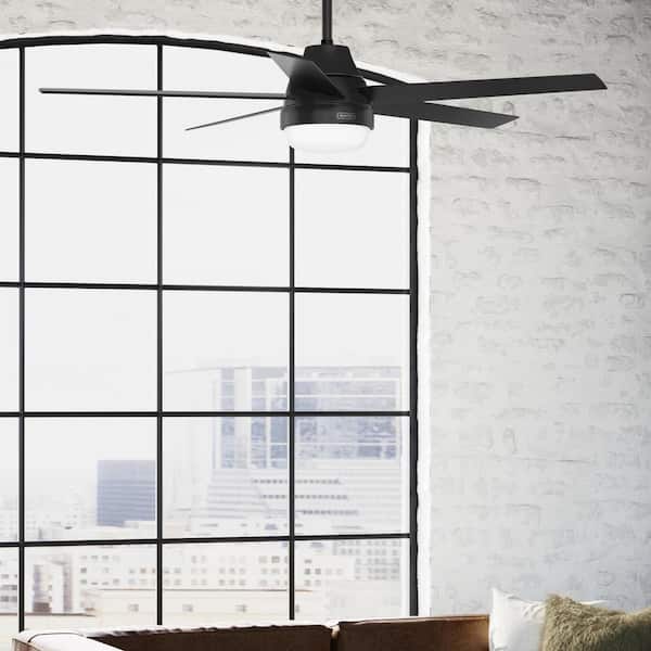 Hunter 60 in. Aerodyne Wi-Fi ENERGY STAR Matte Black Smart Ceiling Fan with LED Light Kit and Handheld Remote