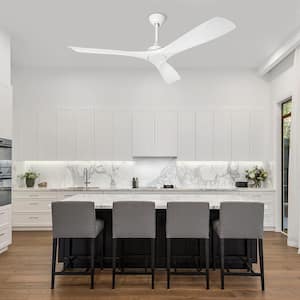 52 in. 3 Blades White Ceiling Fan without Light