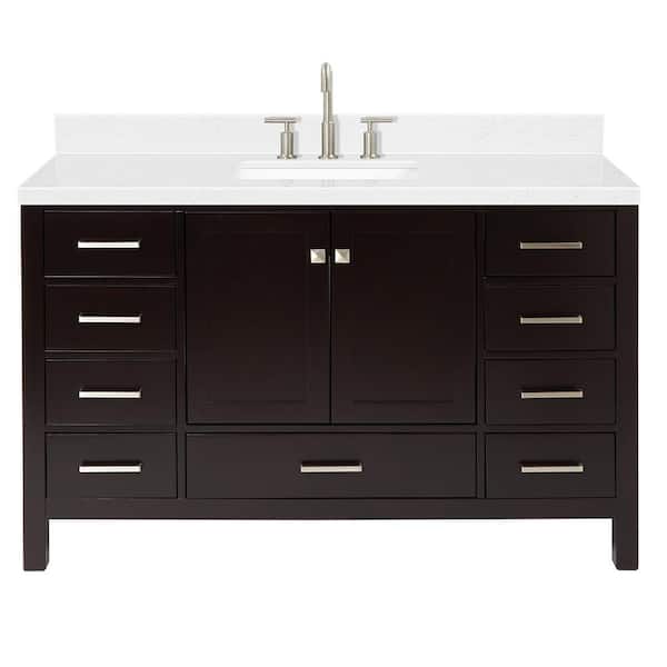 Cambridge 54 in. Single Sink Freestanding Bathroom Vanity in Espresso with Carrara White Quartz Top
