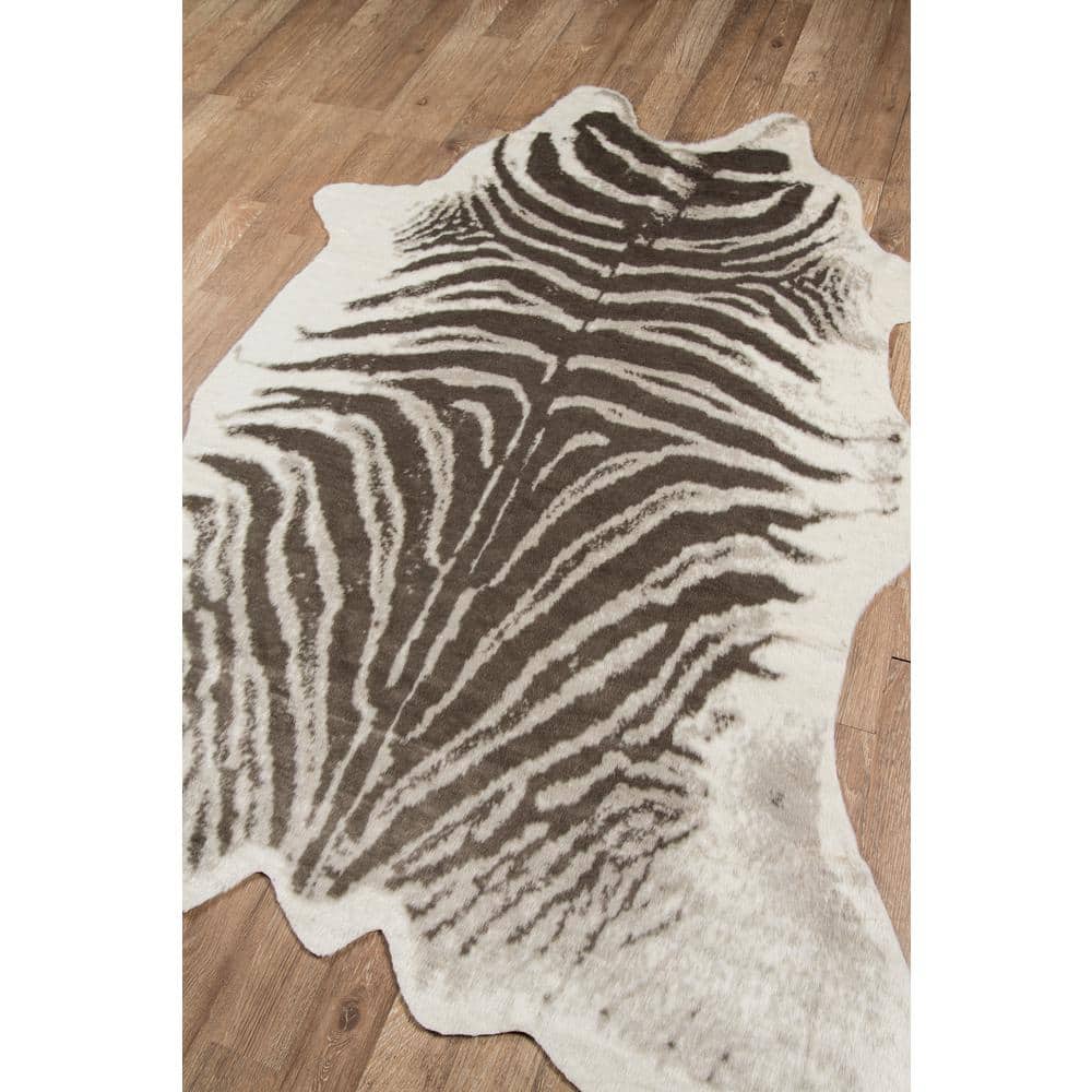 Gray and Taupe Faux Fur Rectangular Area Rug