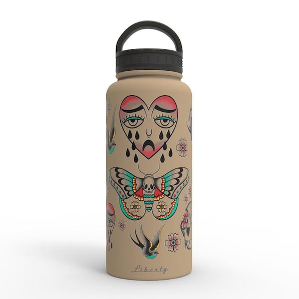 Liberty 32 oz. Flash Sheet Sandstone Insulated Stainless Steel Water Bottle with D-Ring Lid