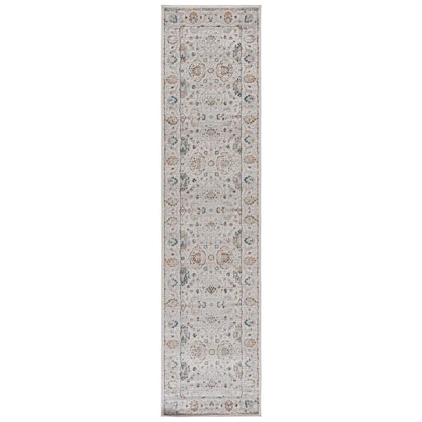 Maven 2 ft. x 9 ft. Ivory/Gray Blue Ornate Border Runner Rug